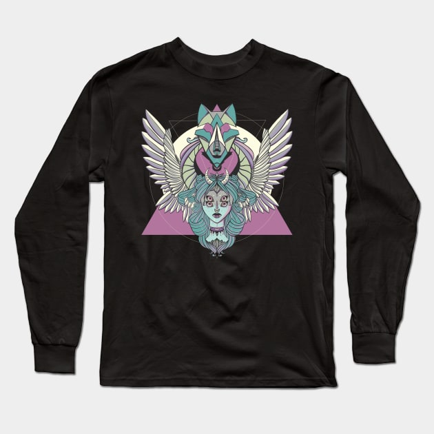 Valkyrie And Wolf Long Sleeve T-Shirt by cellsdividing